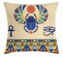 Ambesonne Egyptian Print Throw Pillow Cushion Cover, Antique Historical Culture of Scarab Eye Ornaments, Decorative Square Accent Pillow Case, 18" X 18", Cream and Navy