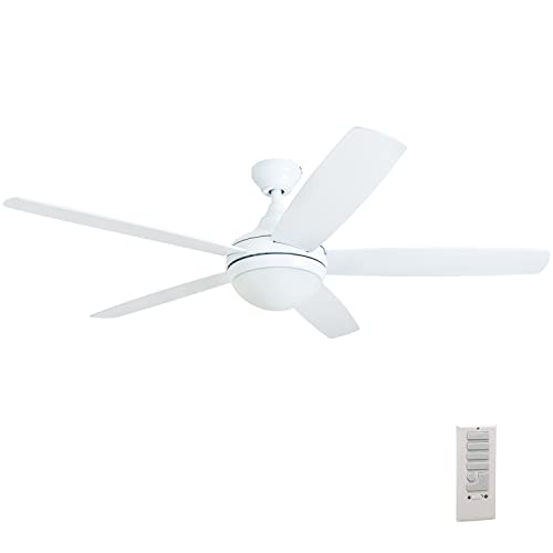 Prominence Home 80094-01 Ashby Ceiling Fan with Remote Control and Dimmable Integrated LED Light Frosted Fixture, 52