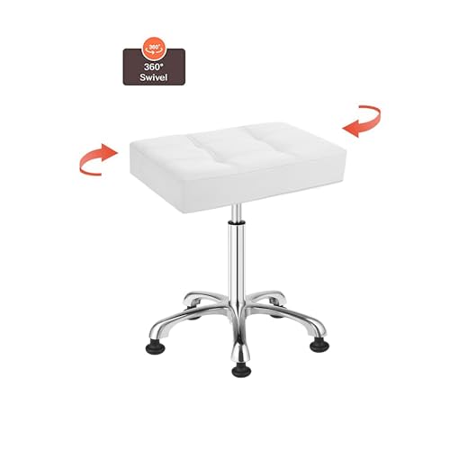 Image of Kaleurrier Heavy Duty Stools with Bell Glides Backless Height Adjustable Stool - Swivel Stool Chair for Counter Bar Office Lab Home Kitchen Lab Clinic Dentist Classroom (Stationary Casters, White)