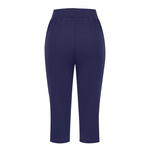 Pull On Capris for Women Dressy Casual Stretch Lightweight Capri Elastic High Waist Lounge Pants 2025 Summer4