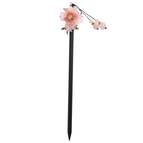 OSALADI - OSALADI Épingle à Cheveux Fleur Rétro en Bois de Pêcher Accessoire Folklorique Vintage pour Coiffure Quotidienne Style Han Pampillons Décor Traditionnel pour Femmes