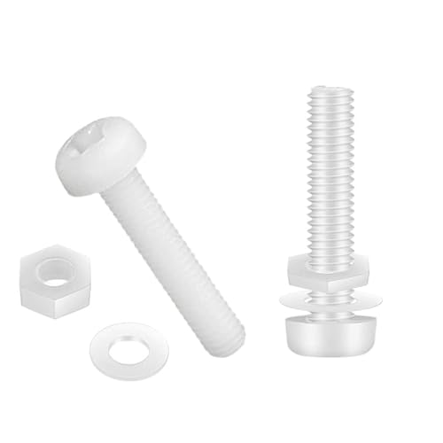 MANICAF 30 Stück Kunststoffschrauben M3 x 20mm, Kreuzschlitz Rundkopfschrauben, Schrauben mit Muttern und Unterlegscheiben, Schrauben für Kunststoff