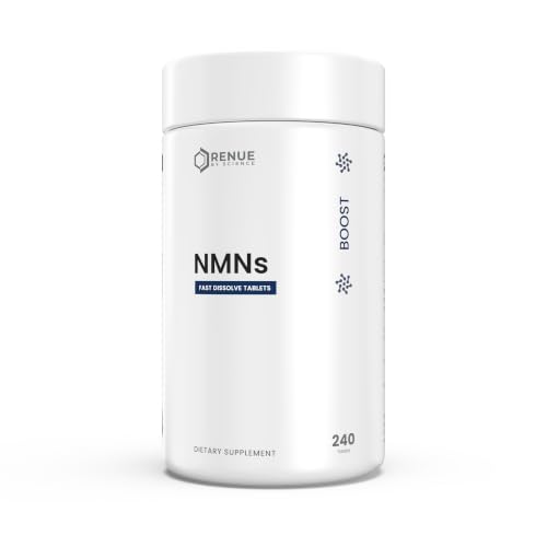 Renue By Science NMN Supplement | 240 Chewable Vegetarian Tablets - 250mg Nicotinamide Mononucleotide per Serving | Lemon Flavour - Manufactured in the USA Third-Party Tested