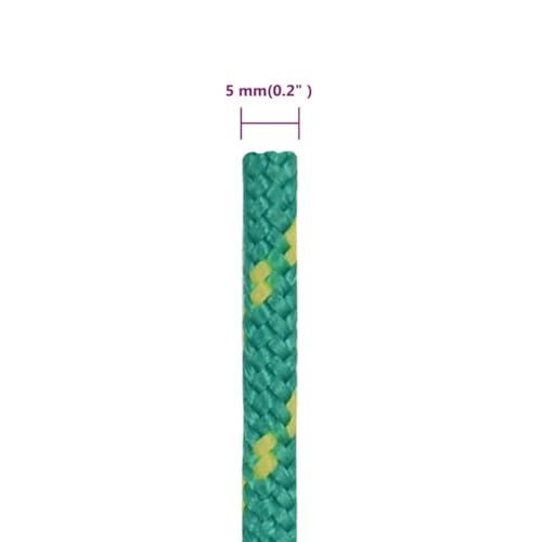 vidaXL Bootsseil Ankerleine Festmacher Tauwerk PP Leine Seil Tau Polypropylenseil Geflochten Flechtleine Grün 5mm 25m Polypropylen