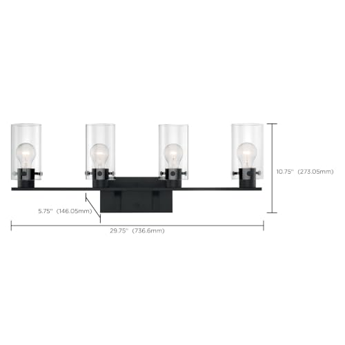 Image of Nuvo 60 /7274 Sommerset 4-Light Vanity Fixture with Clear Glass - Matte Black Finish