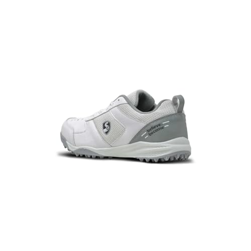 SG Fusion Cricket Shoe (Color: Grey & White, Size: UK6/ US7/ EU40) | for Mens & Boys | Material: Mesh & PVC | Enhanced Performance | Non-Slip Sole for Improved Durability for Stability