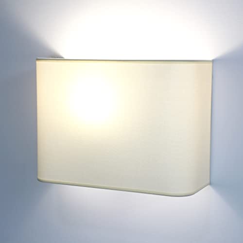 Applique da parete interno Rettangolo D.30 cm tessuto cotone Avorio + Portalampada E27 da muro