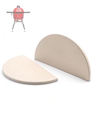 Image of BBQ Future Ceramic Heat Deflector Plates for Kamado Joe Classic I, II, III, Big Green Egg BBQ Accessories, 15 Inch Half-Moon Deflector Plate Replacement for Kamado Joe 18" Charcoal Grills - 2 Pack