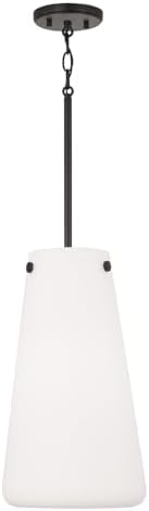 Capital Lighting 355211MB Averitt Soft White Glass Pendant Ceiling Light, 1-Light 100 Watt, 18" H x 10" W, Matte Black