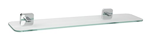 Image of Croydex Flexi-Fix Camberwell Bathroom Shelf Screw or Glue Fix, Silver