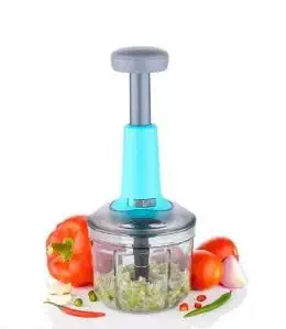 Food Chopper 900ml Steel Blade Large Manual Hand-Press Vegetable Chopper Mixer Cutter Push Chopper to Cut Onion, Salad, Tomato, Potato (Pack of 1)