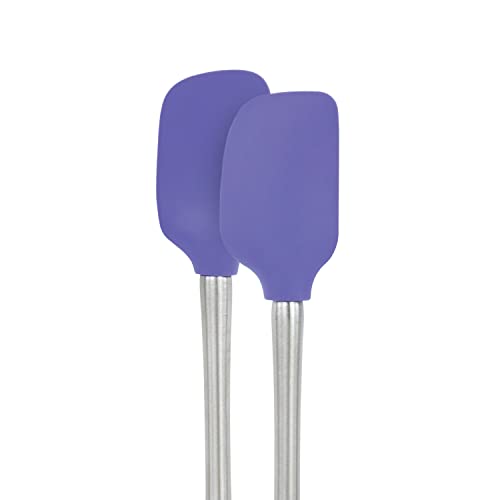 Image of Tovolo Flex-Core Stainless Steel Handled Mini Spatula & Spoonula Set of 2, Kitchen Utensil Set, BPA-Free Silicone, Safe for Cast Iron & Cookware Dishwasher-Safe