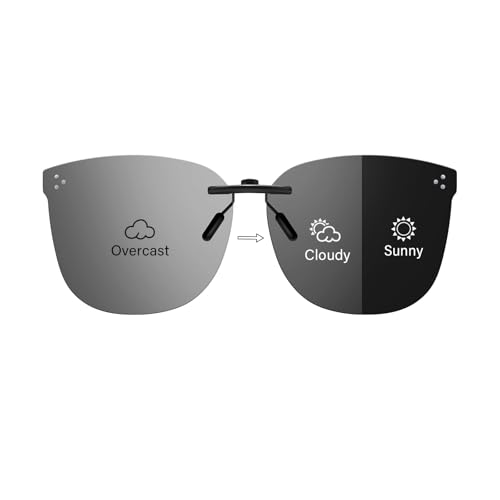 VIEWBETTER® Photochromic Clip On Sunglasses for Women Men Polarized & UV400 Protection Sun Glasses Rimless Lightweight PH3168