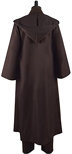 Adult Tunic Costume Men's Brown Hooded Robe Tunic Uniform Full Set Halloween Cosplay Costume (Large, Brown) #TOP3