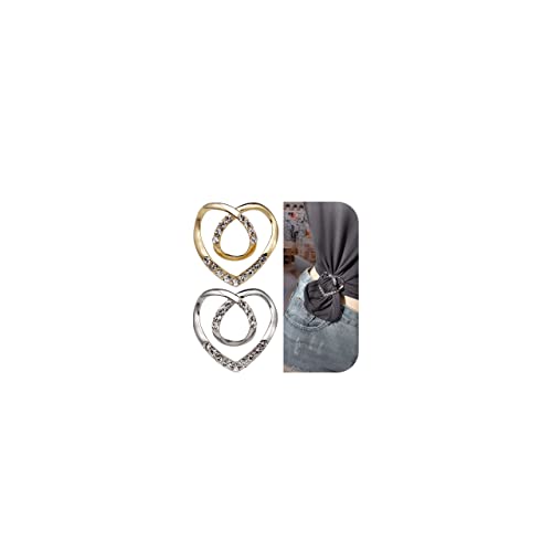 Image of 2 Pcs Scarf Ring Clips for Women Metal Shirt Tightener Cinch Buckle for Silk Scarf Shawl Blouse Sweater T Shirt Clothing Accessories