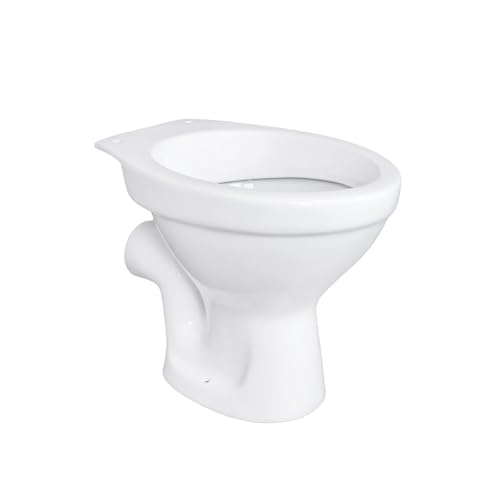 Belvit Stand WC - Keramik-Toilette mit Wandabgang waagerecht, Tiefspüler ohne WC-Deckel, weiß