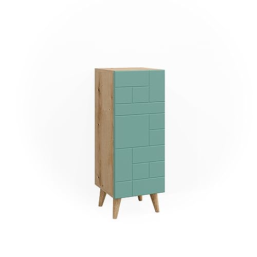 Vicco Midischrank Rudi, Badmöbel, Mintgrün/Eiche, 30.3 x 80.3 cm mit Tür Vicco Midischrank Rudi, Badmöbel, Mintgrün/Eiche, 30.3 x 80.3 cm mit Tür