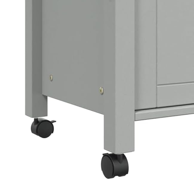 Vintage-Inspired Kitchen Trolley for Extra Storage, Sturdy Solid Pine Wood, 4 Drawers and Lockable Wheels, Gray-p3ZJznnY