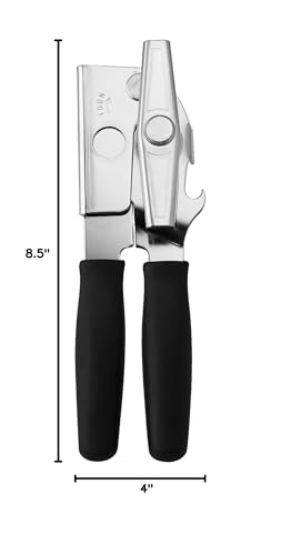 Swing-A-Way Comfort Comfort Grip Can Opener - All-Steel Construction, Smooth - Easy to Use, High-Carbon Cutting Wheel, Integrated Bottle Opener, Easy to Clean, Ideal for Arthritis and Seniors (Black)