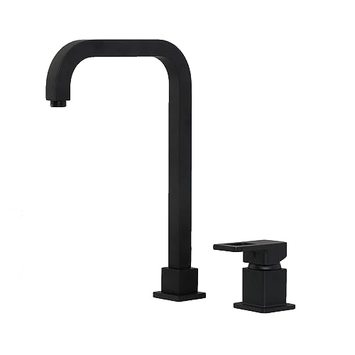 Robinet de lavabo noir mat rétro en laiton mélangeur double trou