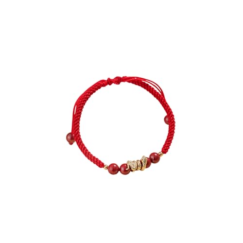 Fuqimanman2020 2025 New Year of Snake Bracelet Adjustable Snake Beaded Braided Rope Bracelet New Year Lucky Charm Bracelet for Women Men(Red)