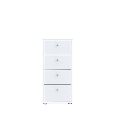 Forte Tempra 2 Kommode 4 Schubladen, Holzwerkstoff, weiß, Bx H xT: 38,6 x 85,5 x 34,8 cm Forte Tempra 2 Kommode 4 Schubladen, Holzwerkstoff, weiß, Bx H xT: 38,6 x 85,5 x 34,8 cm