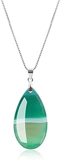 COAI 925 Sterling Silver Teardrop Healing Crystal Necklace
