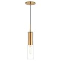 Jonsi Glass Cylinder Pendant Light, Brushed Gold Island Lights for Kitchen,1-Light Mini Pendant Light Fixtures with Clear Glass Shade, Modern Hanging Lights for Stairway, Hallway, Entryway