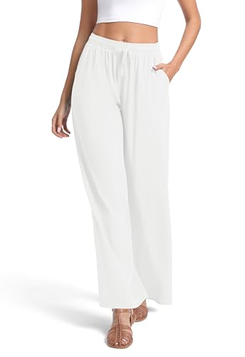 Urban CoCo Women's Lightweight Wide Leg Pants Elastic Waist Loose Office Casual Palazzo Trousers for Spring Summer