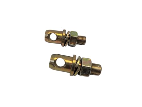 2 Pack Stabilizer Pin with Nut and Lock Washer. Works for Tractors or Trailer Ramp Straps. 7/8 Pin Diameter 5/8 Threads 2-5/8 Long. 7/16 Lynch pin with Chain Included.