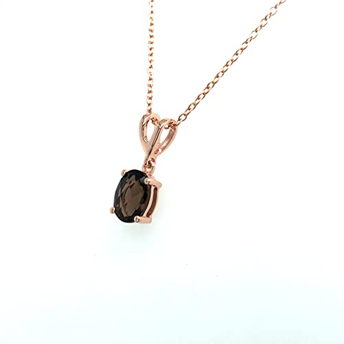 LE VIAN 1 Carat Brown Smoky Quartz Oval Pendant Necklace for Women I 925 Sterling Silver w 14k Rose Gold Plating Pendant for Her I 18 Inch Chain Necklace with Spring Ring Clasp I V Bail Dangle Charm4