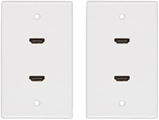 Buyer's Point 2 Port HDMI Wall Plate [UL Listed] Insert Built-in Hi-Speed HDMI Cable with Ethernet- Decora Style Jack/Plug for Outlet Port (White 2 Port) (2 Pack)