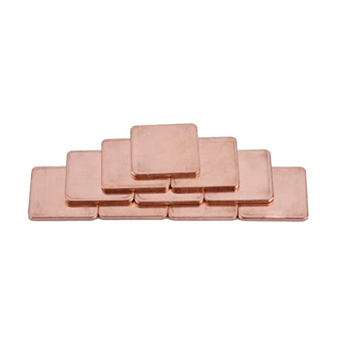 Bewinner 10PCS Copper Heatsink Shim for Laptop 20 * 20mm Copper Sheet Shim Piece Heat Sink Thermal Pad For GPU CPU Laptop(0.5MM)