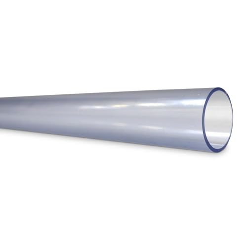 PVC-U Klarsichtrohr Ø 50 x 2,4 mm - 1,0 m Transparentes Druckrohr PN10 - Ohne Muffe - Für Pool Teich Sichtglas Füllstandsanzeige