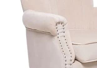 Image of Wing Chair for Living Room Bedroom - High Back Armrest Cushioned Lounge Single Seater Sofa - Luxury Rest Arm Chair (Beige)