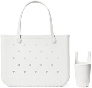 BOGG BAG Original, Large Tote (For Shore White) + Bevy (For Shore White) - 19in L x 9in W x 14in H - Beach, Pool, Boat, Sports - All Purpose EVA - Lightweight, Washable, Durable