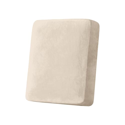 Image of Stretch Silver Fox Velvet Couch Cushion Cover - Soft and Comfortable Fuzzy Slipcover for Chair, Sofa, or Seat Cushion(1 PC for Seat Cushion or Backrest,Ivory)