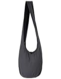 PANASIAM Bolso bandolera mujer y hombre, Bolso grande y ligero de algodón, Estilo cruzado con cremallera y bolsillo interior extra, 2 tamaños, Accesorio unisex resistente, gris M