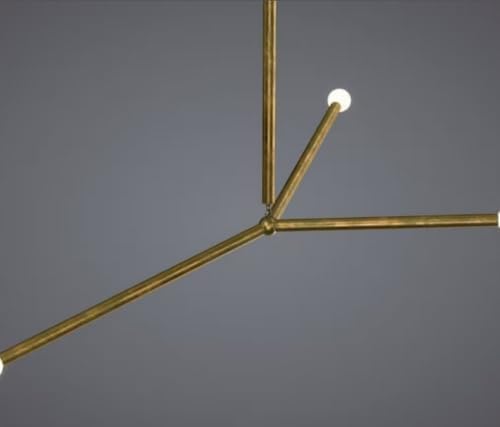 Miniatura 4 de THOR INSTRUMENTS Lámpara de araña Sputnik de latón cepillado de 3 luces para dormitorio, sala de estar, comedor, restaurante, pasillo