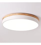 Yasince Wood LED Flush Mount Ceiling Light, Modern Round Close to Ceiling Lighting Fixtures, Mini...