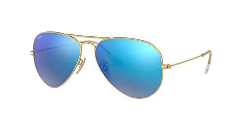 Ray-Ban Unisex RB3025 Classic Mirrored Aviator Sunglasses, Matte Gold/Grey, photo 2 of 4