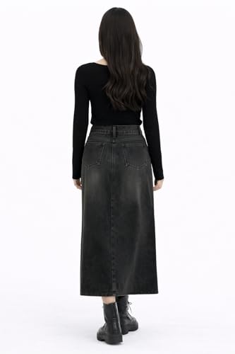 Image of ODDMONKEY Women High Waist Denim Skirt | Skirt for Women | Long Straight Fit Skirt |Long Skirt for Women