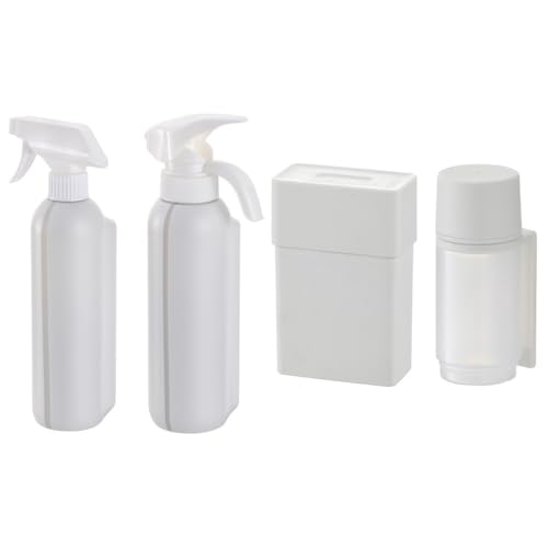 セットでお得 ホバー マグネット 洗濯機横 2WAYスプレー/液体洗剤ボトル/石けんケース/部分洗いクリーナー ホワイト 4点セット リッチェル 収納 衣類 磁石 おしゃれ ランドリー用品 ケース 容器 おしゃれ