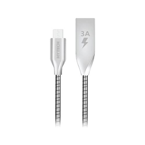 Hytech hy-x120 - Cavo dati e ricarica micro USB in metallo, 1 m, 3 A, colore: Argento