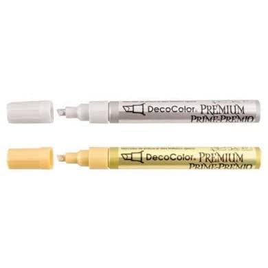 Image of Decocolor Premium Paint Markers, 5mm Chisel Tip - Set of 2 (Gold & Silver) for Crafting and DIY Projects