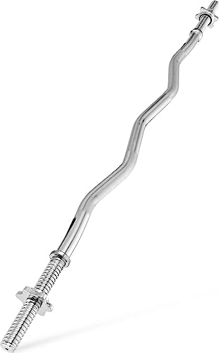 Gymtek Barra Pesas Larga 120cm - Barra de pesas hasta 85kg – Diámetro 27 mm - Barra Pesas Musculacion – Acero endurecido – Barra Z Musculación – Abrazaderas en estrella - Barra Para Pesas