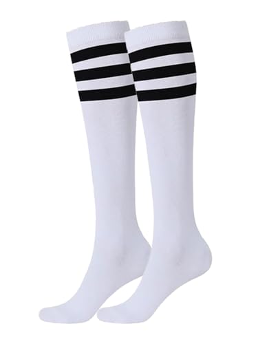 Women's Knee High Socks - Stripe Soft Cotton Thin Athletic Stocking Tube Socks