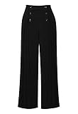 CHIC STAR Pantalones plisados con botones para mujer, Negro, Medium