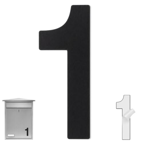 Numero 9 casa, Número Nueve hogar, Número 9 para puerta, Número para pared, Número 9 buzón, Acero inoxidable 304, 75 mm alto x 47 mm ancho, Adhesivo, Dorado (Negro, 10.2, Centímetros, Numero 1)