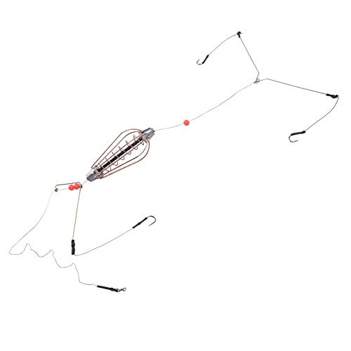 4 peças gaiola de isca de pesca alimentador de isca de mola de cobre com ganchos acessórios de pesca